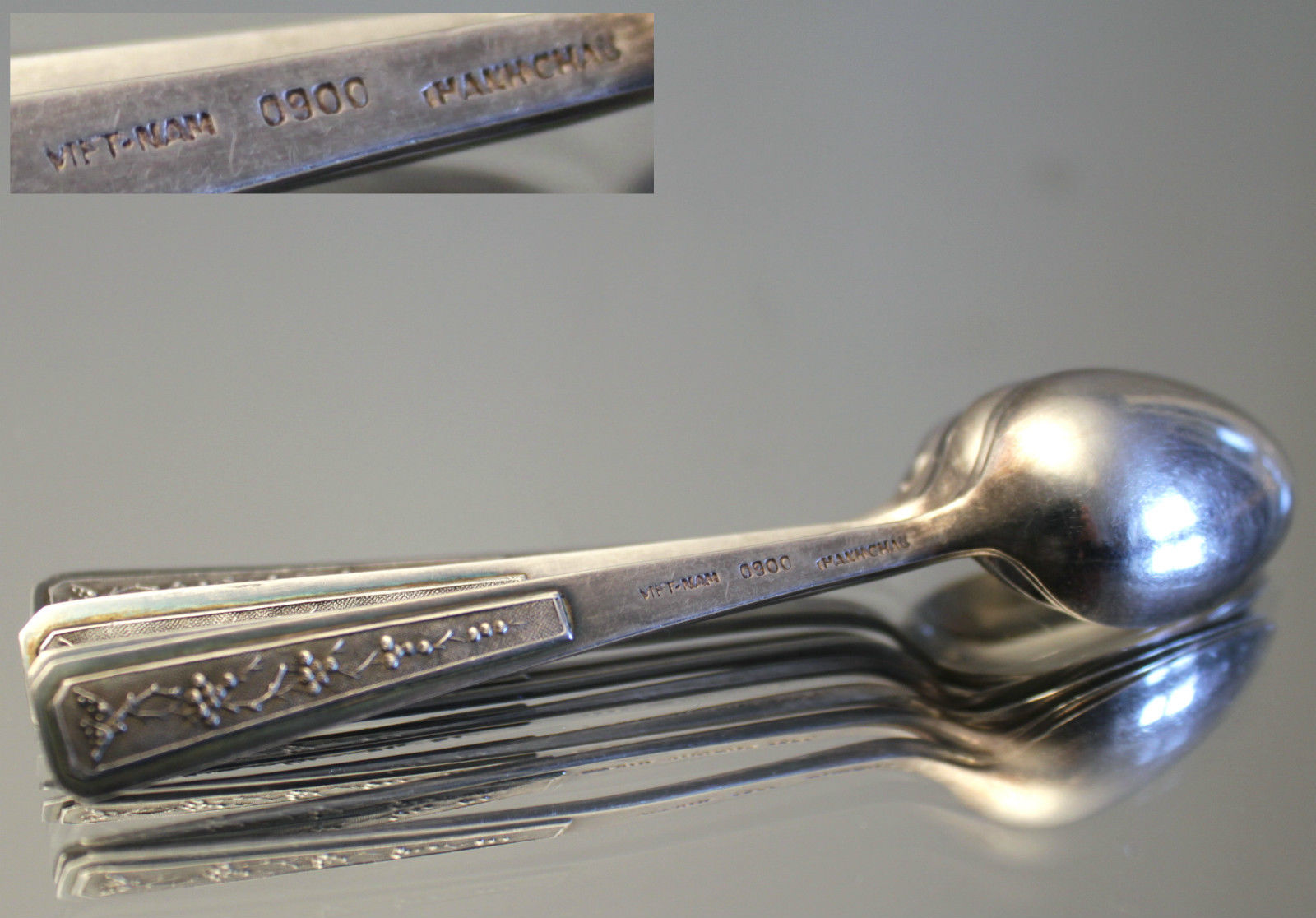 Silber aus Vietnam: 6 Mokkalöffel Espressolöffel – Bild 4